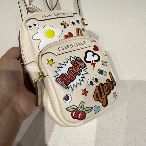 Anya Hindmarch Stickers Cell Phone Leather Crossbody Bag - Picture 2 of 10